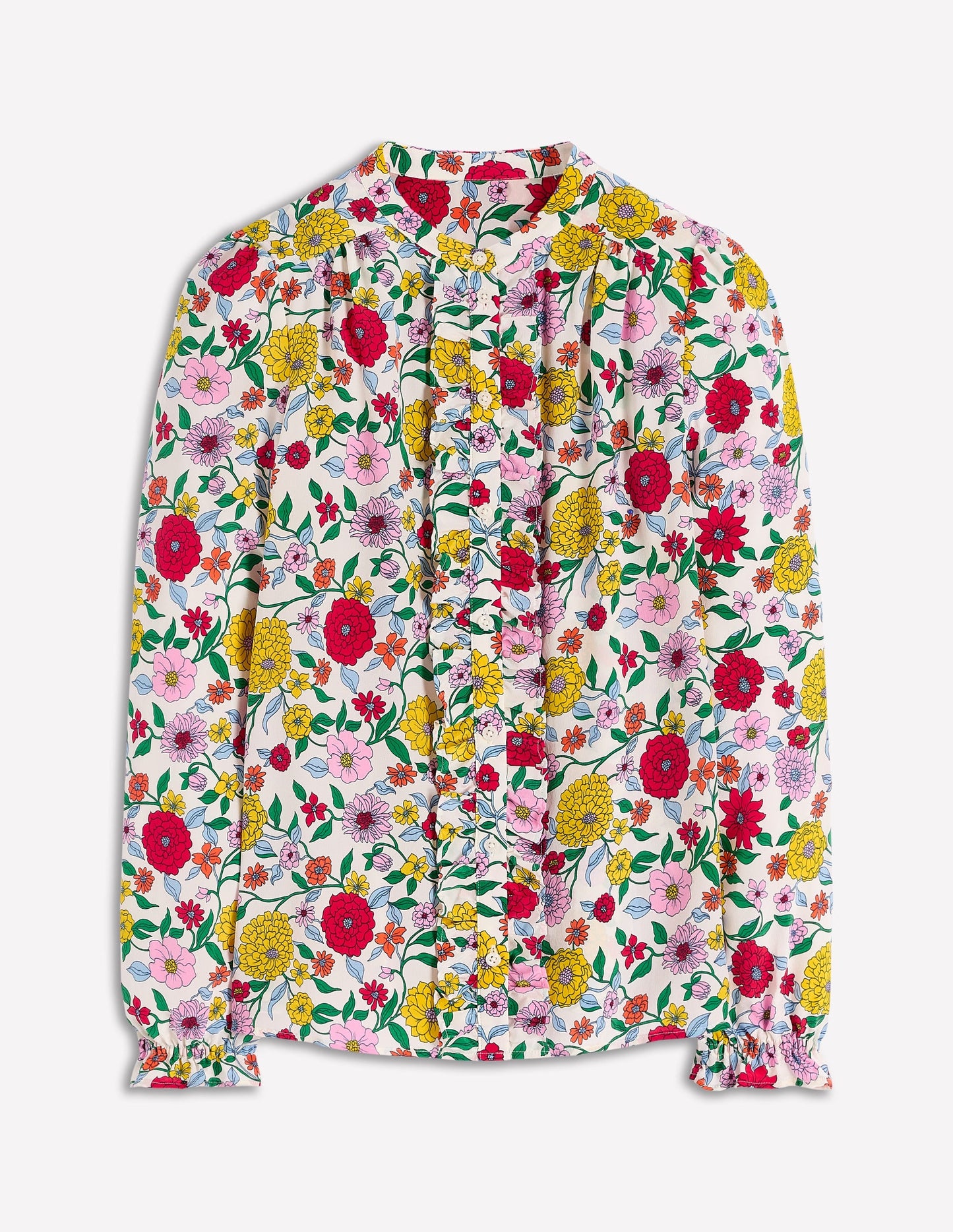 Alice Frill Front Silk Top-Multi, Dahlia Trail