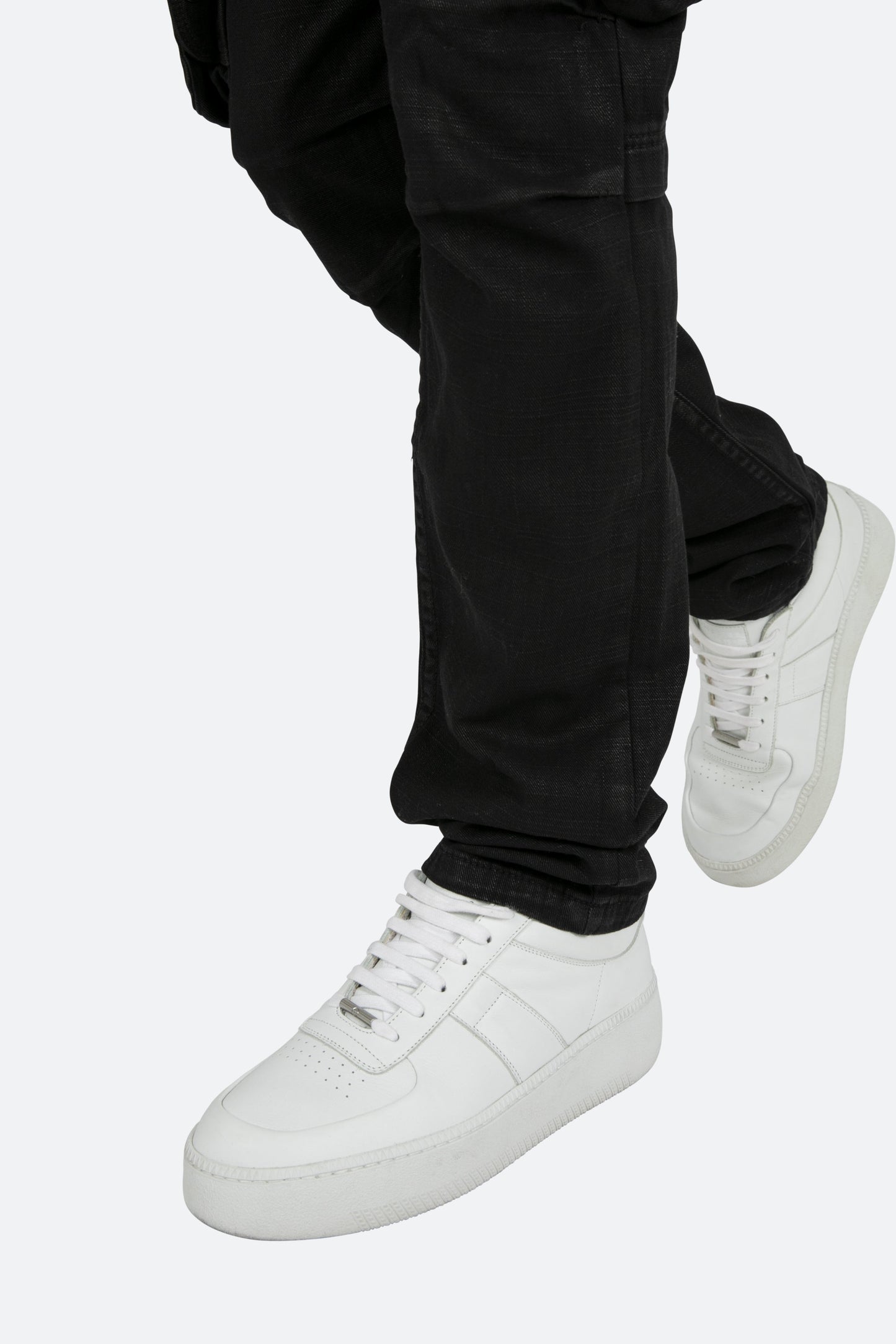 B357 Waxed Cargo Flare Denim - Black