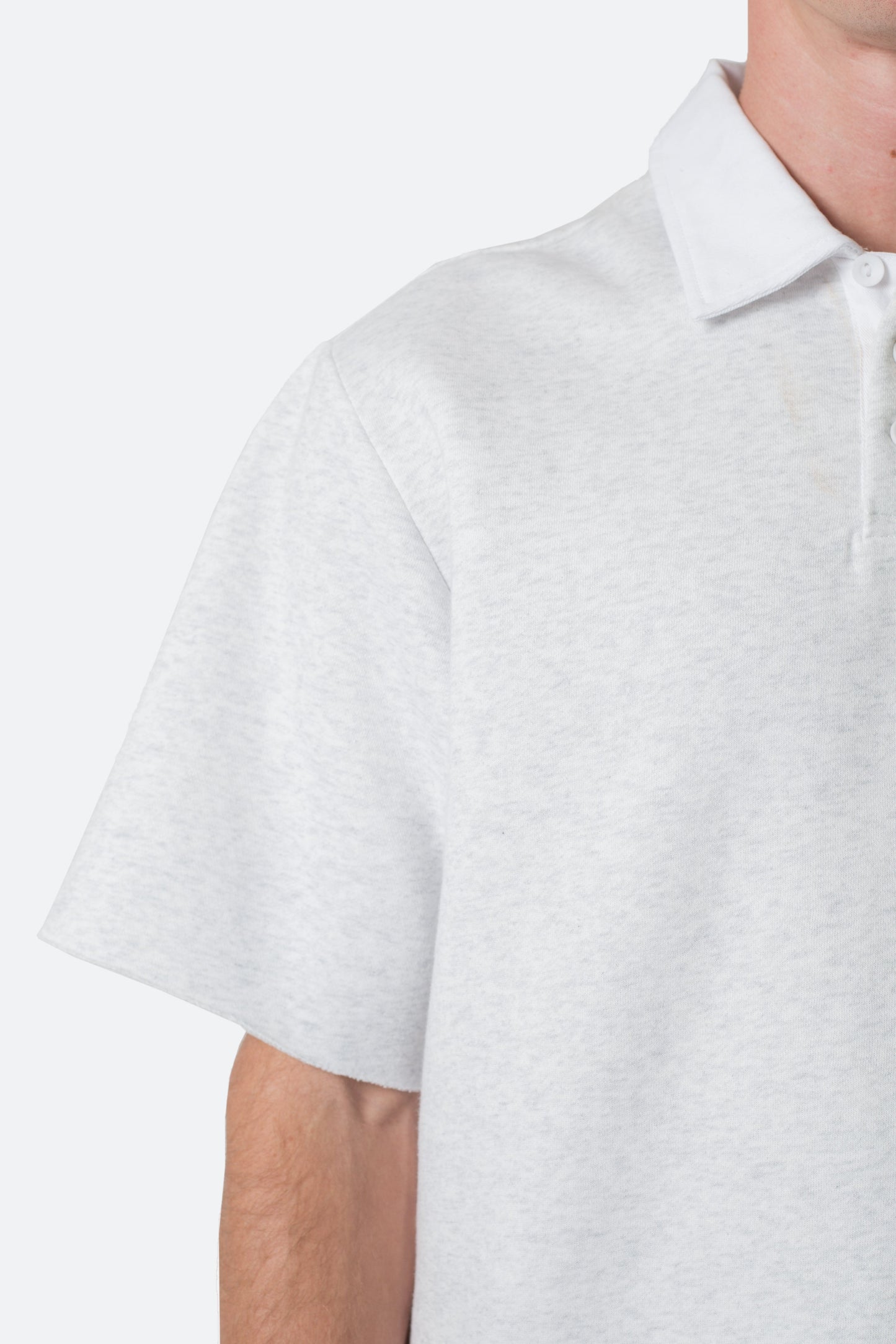 Fleece Oversized Polo Shirt - Heather Grey