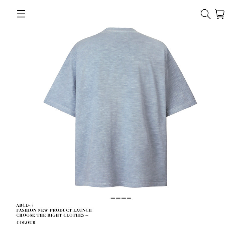 American vintage street T-shirt pure cotton men's and women's summer loose