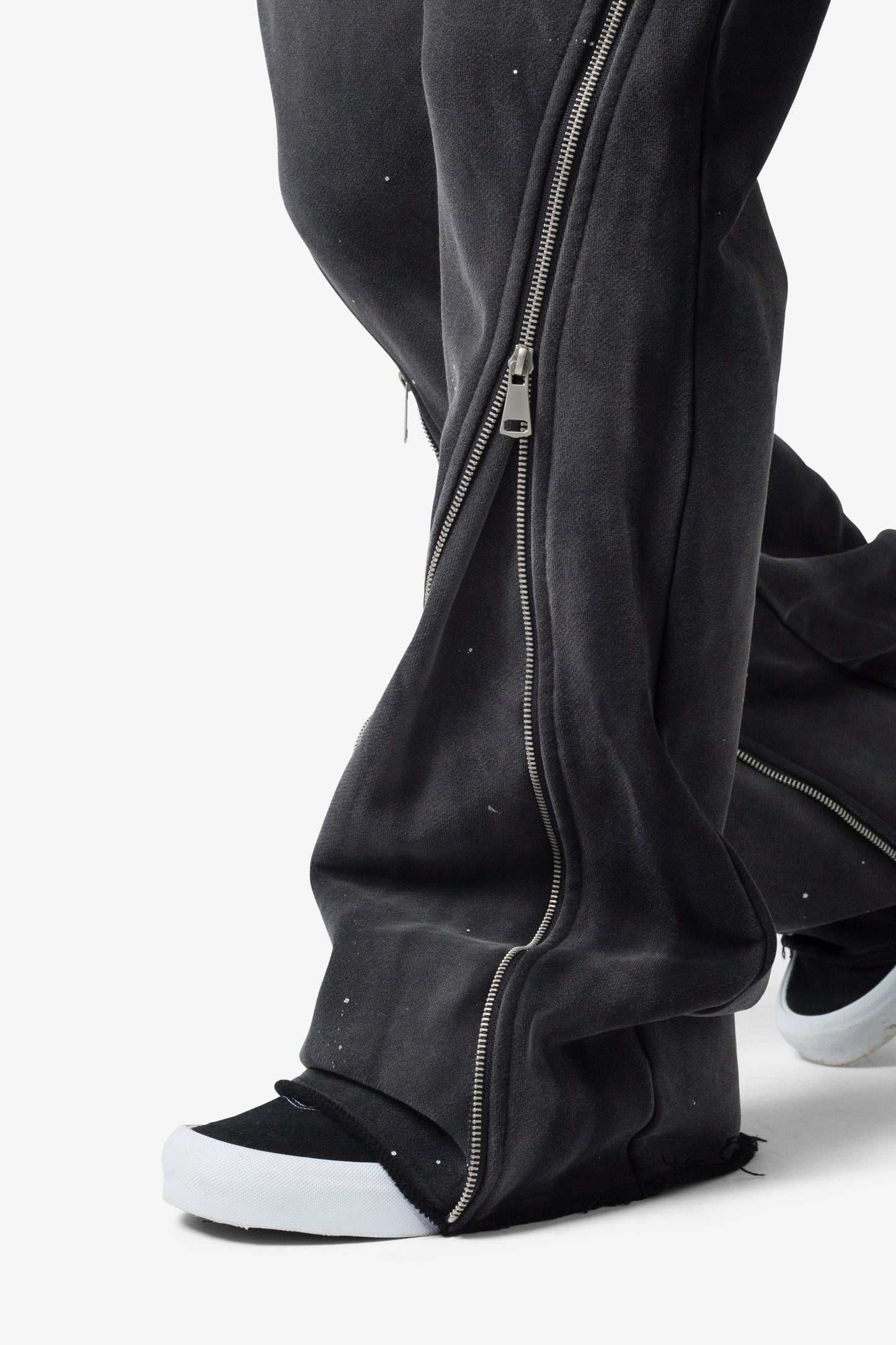 Zipper Flare Sweatpants - Vintage Black