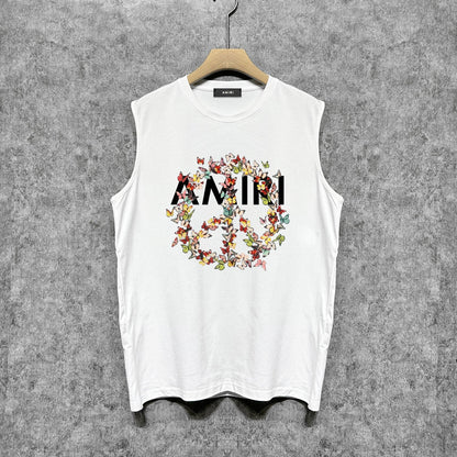 Amiri tank top colorful butterfly garland printing