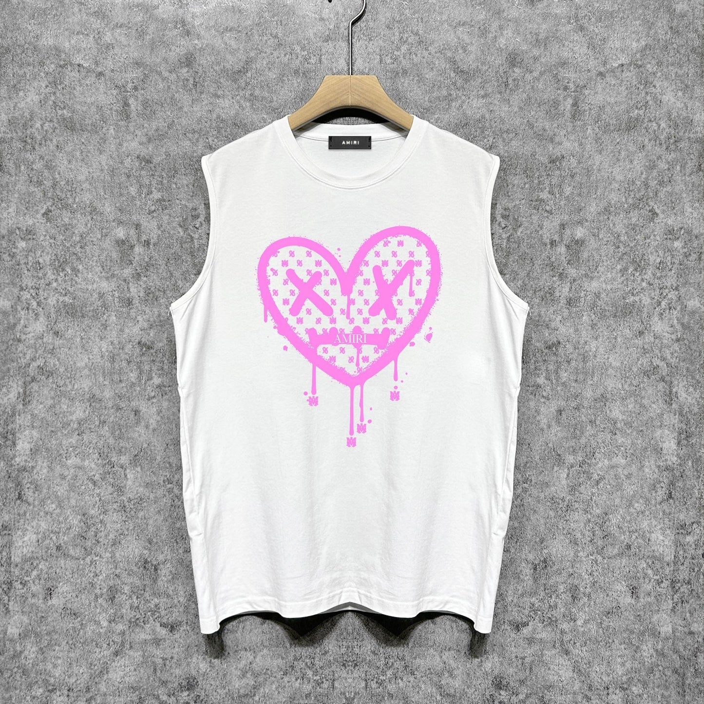 Amiri tank top splash paint heartprinting