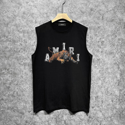 Amiri tank top bone fracture tiger print