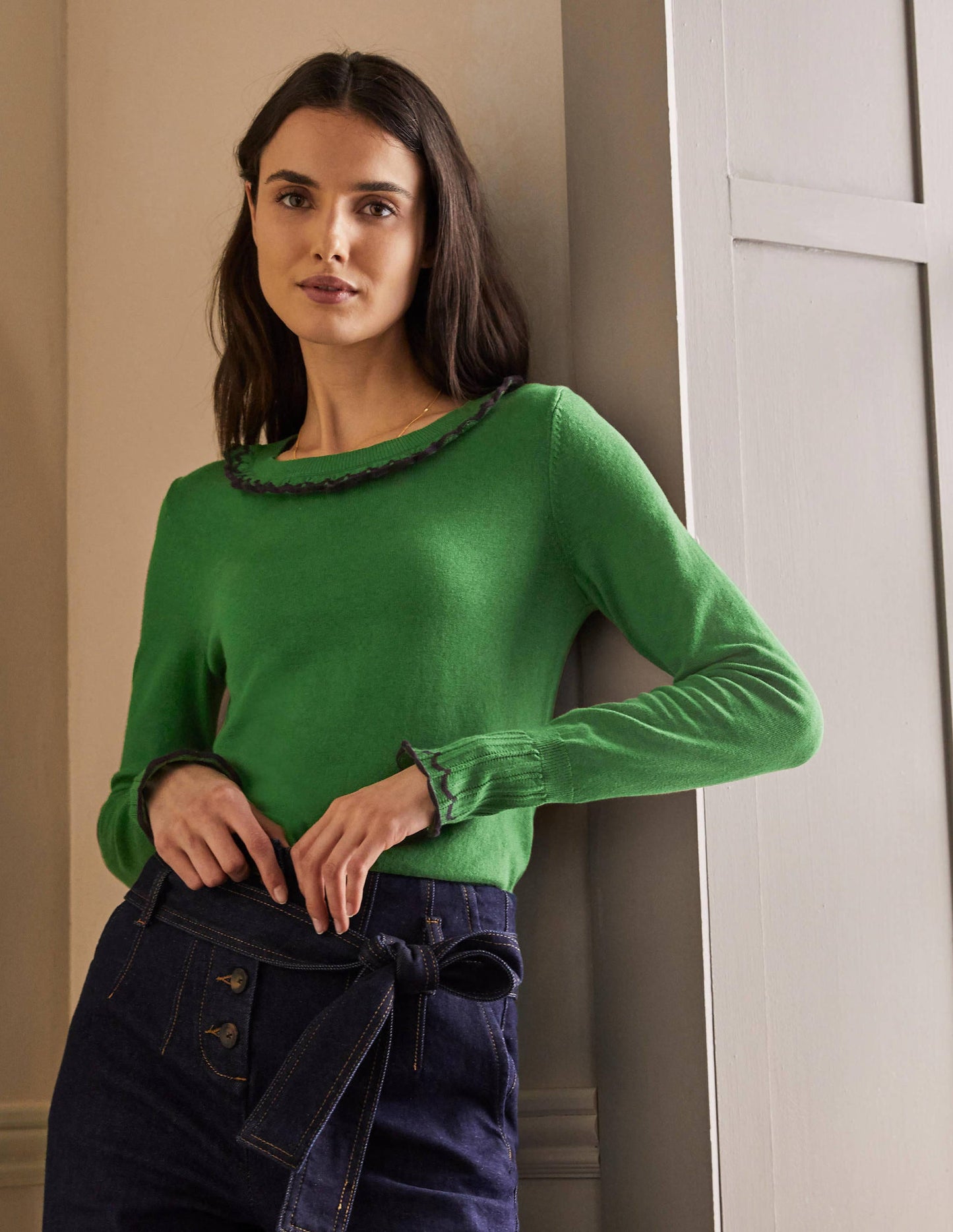 Aimee Pointelle Sweater-Conifer