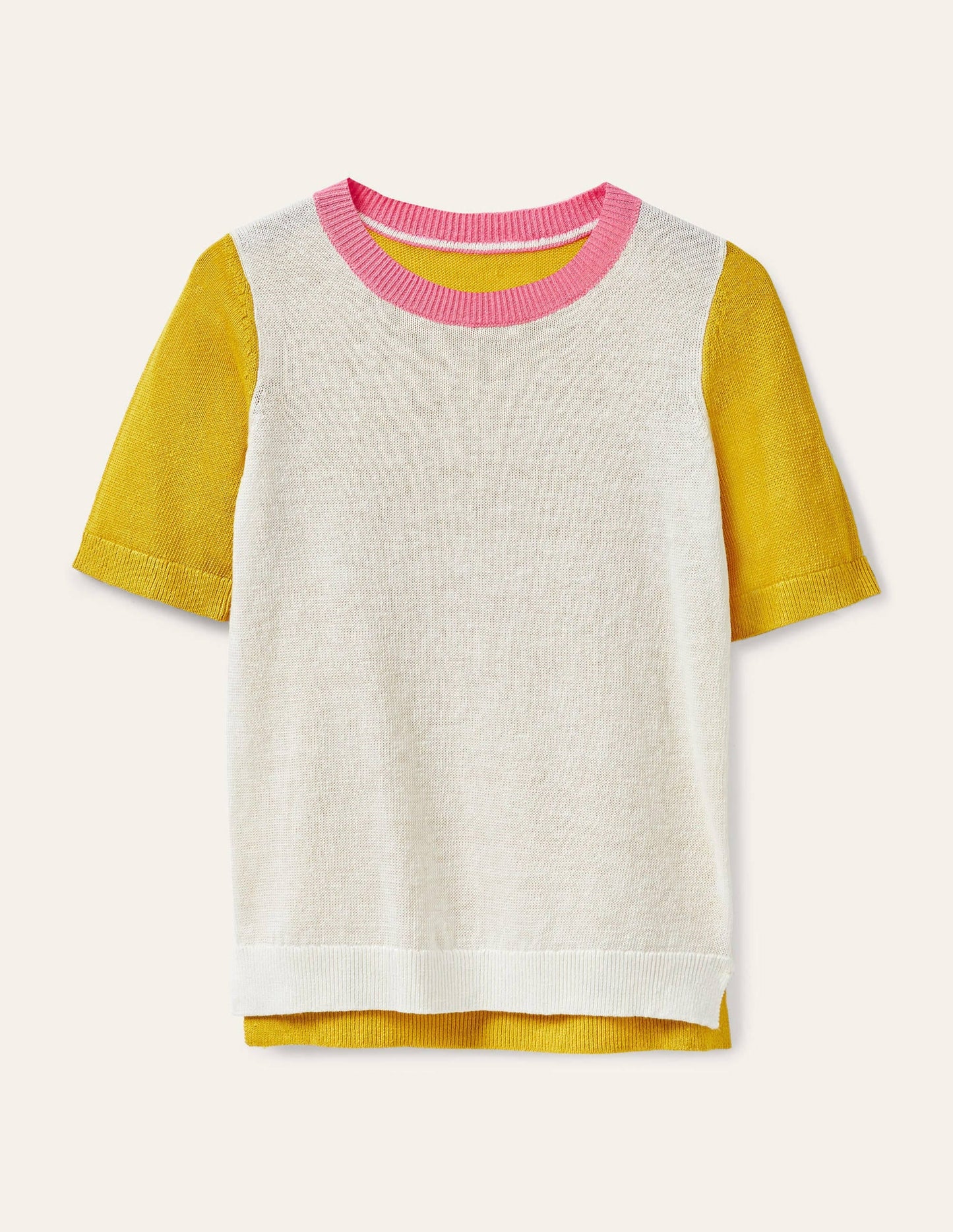 Askerton Linen Knitted Tee-Daffodil Colourblock