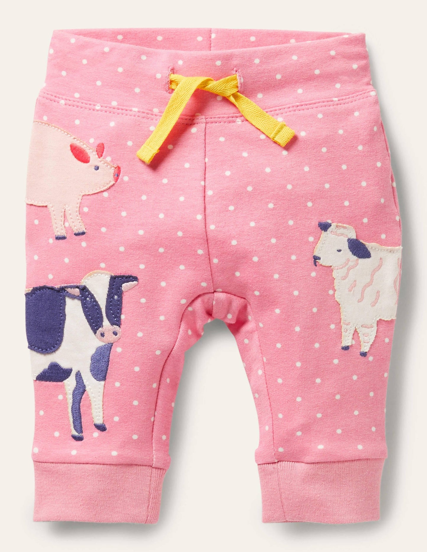 Appliqué Jersey Pants-Bright Petal Pin Spot Animals