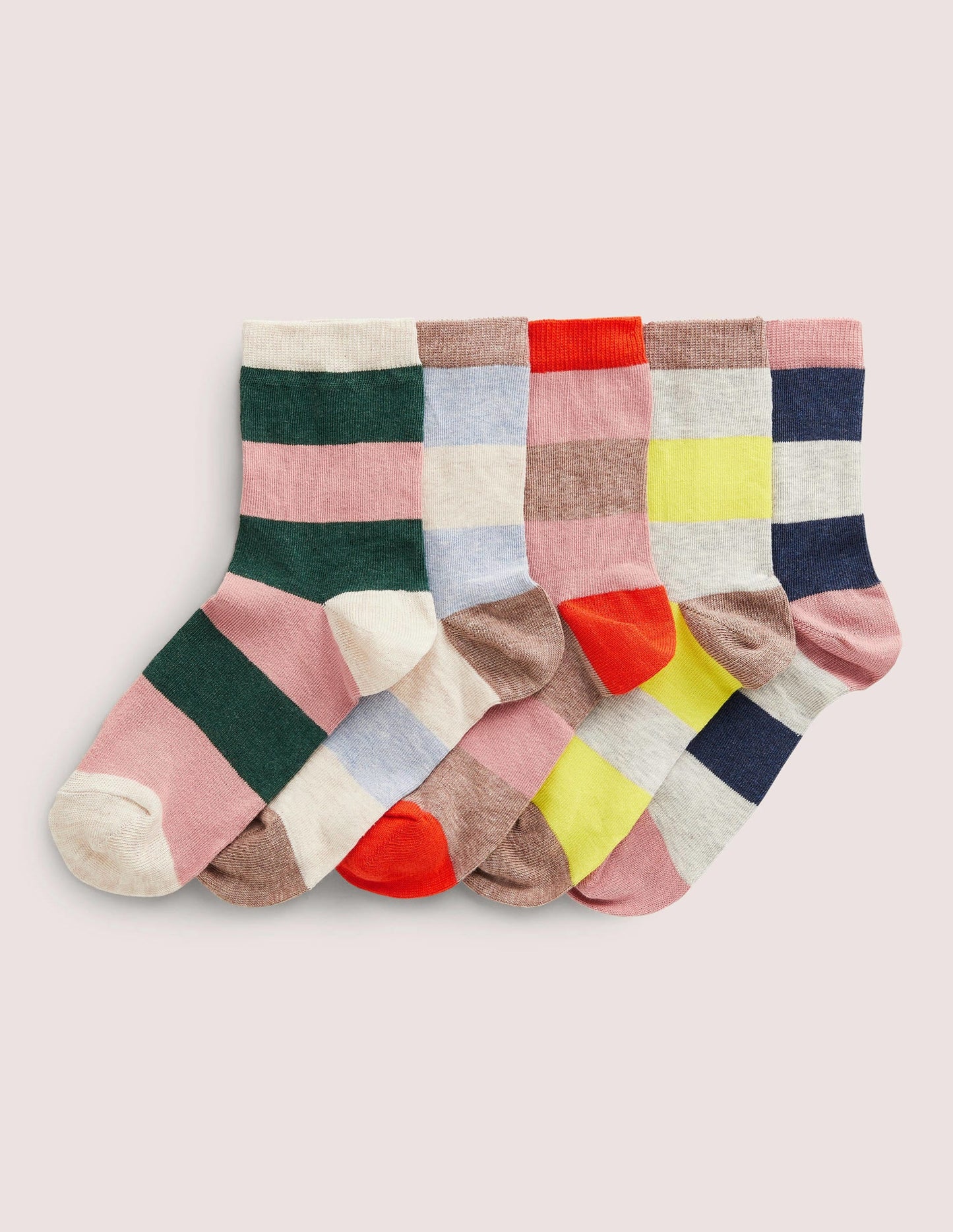 5 Pack Ankle Socks-Multi Stripe