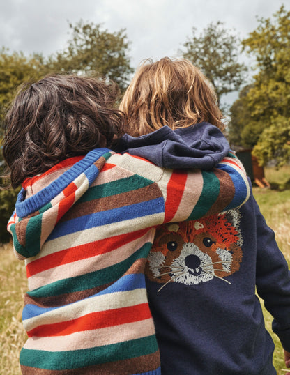 Animal Zip-Through Hoodie-Blue Marl Panda