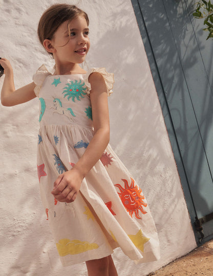 Appliqué Woven Dress-Vanilla Pod
