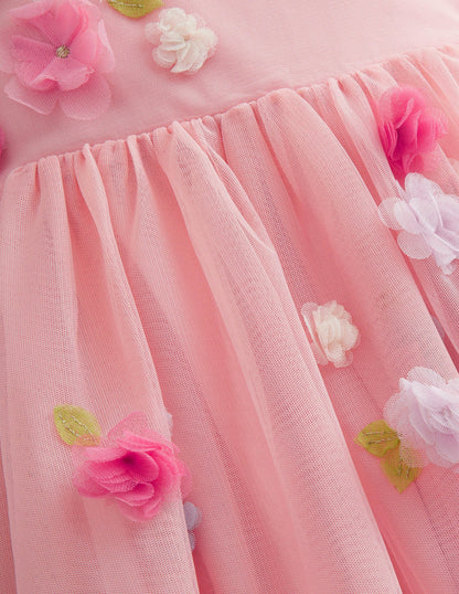 Appliqué Tulle Dress-Provence Dusty Pink