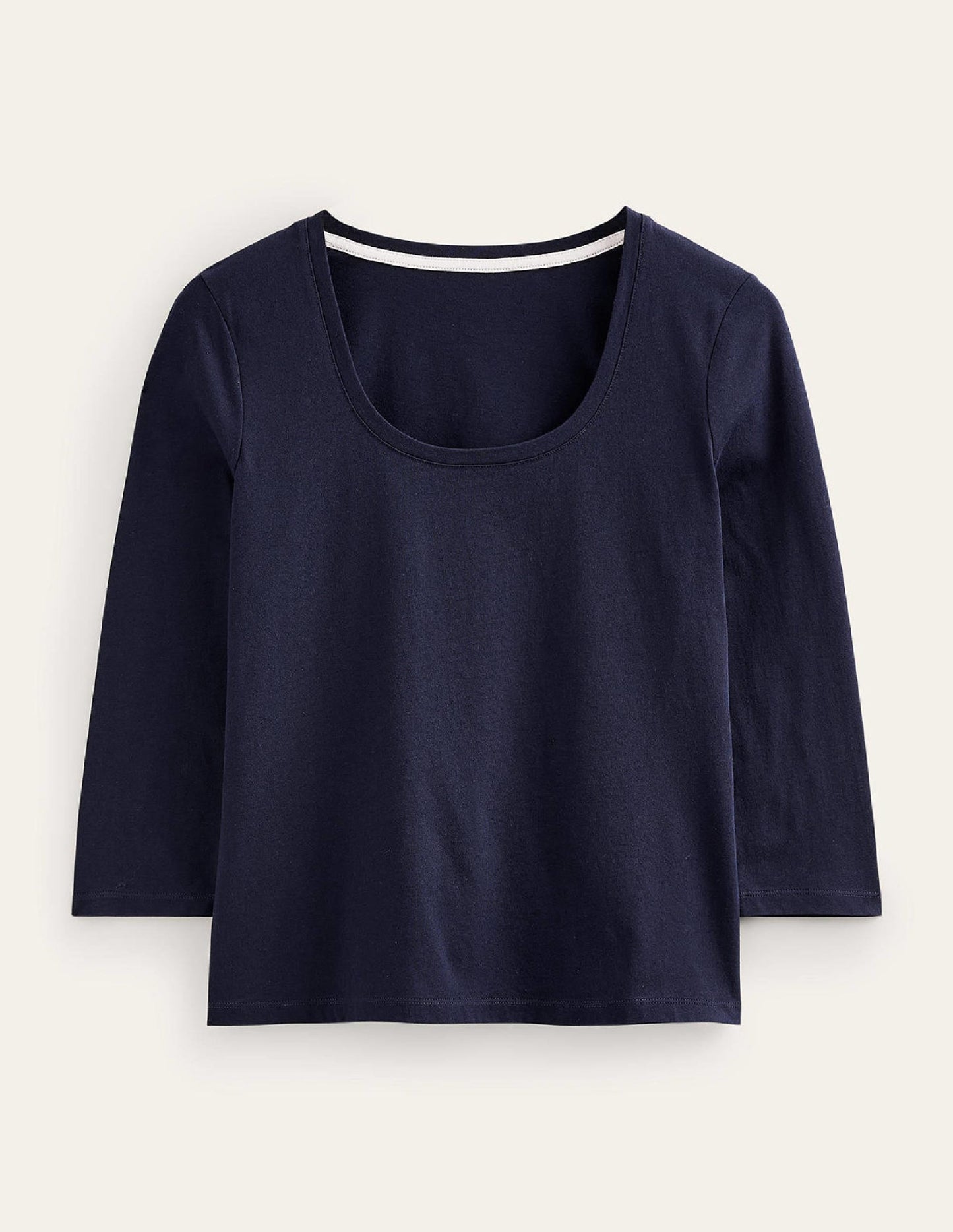 3/4 Sleeve Scoop Neck Top-Navy