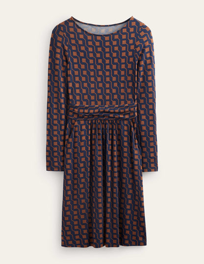 Abigail Jersey Dress-Cognac, Cube Geo