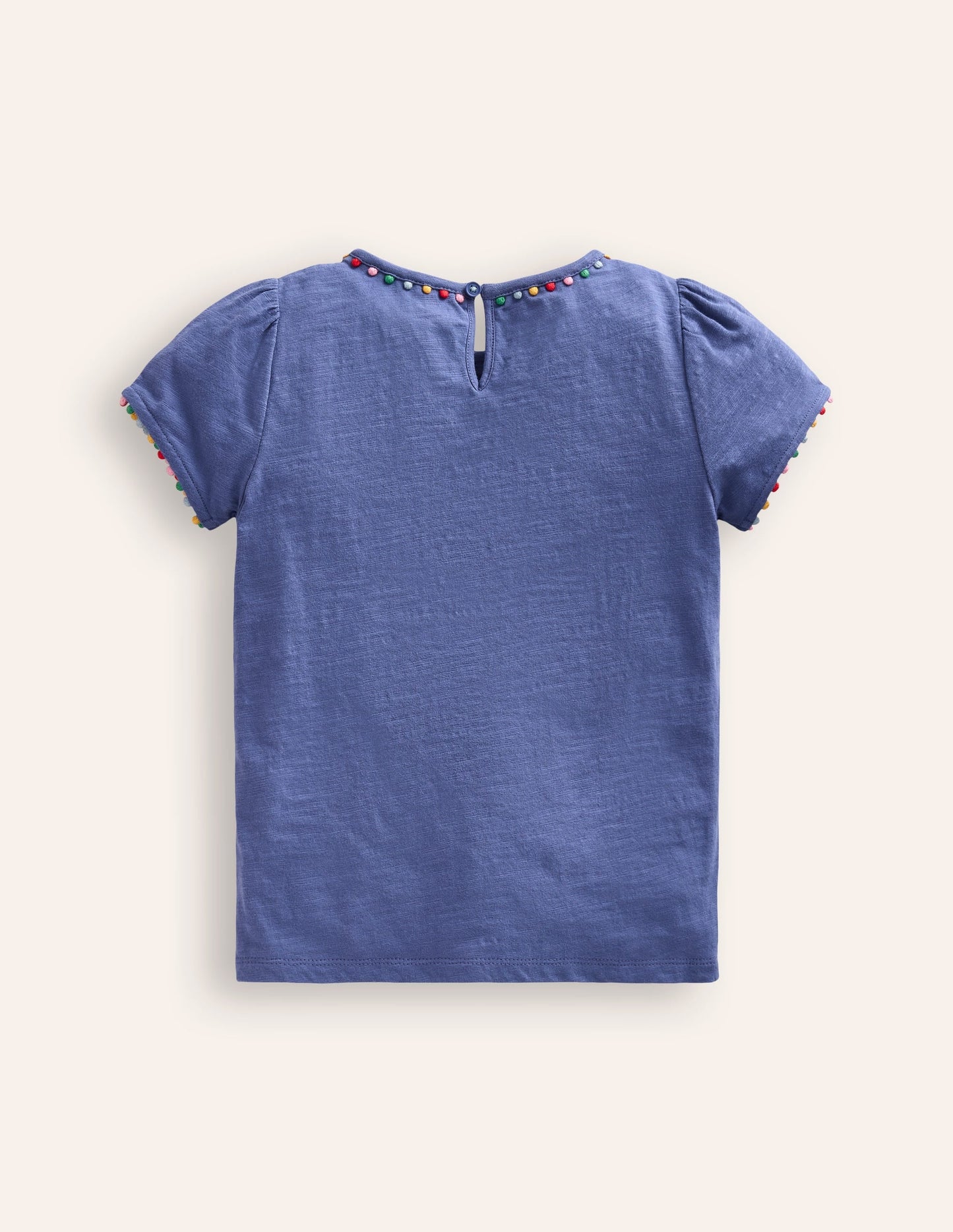 Ali Puff Sleeve Pom T-Shirt-Soft Starboard Blue