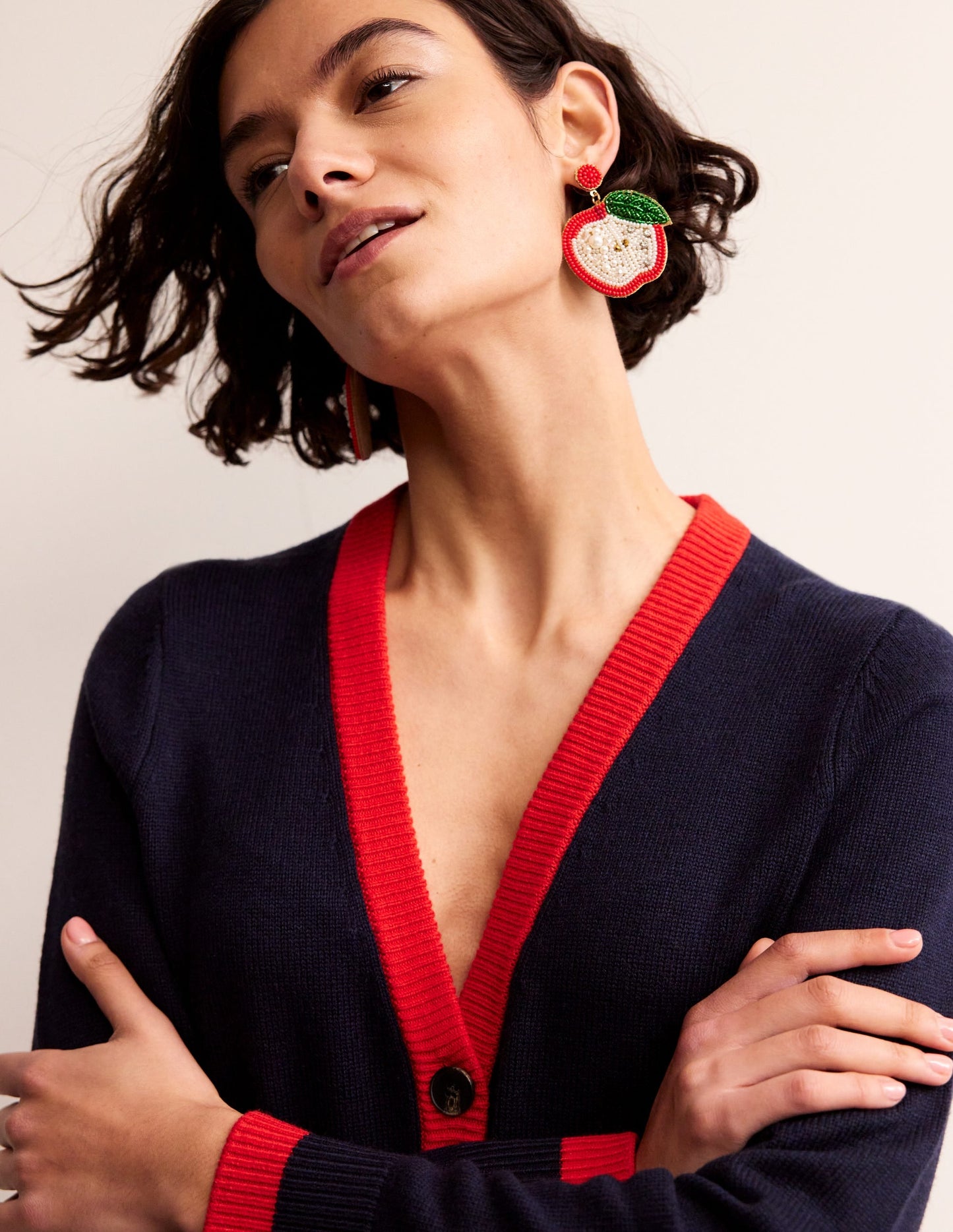 Beady Motif Earrings-Apples