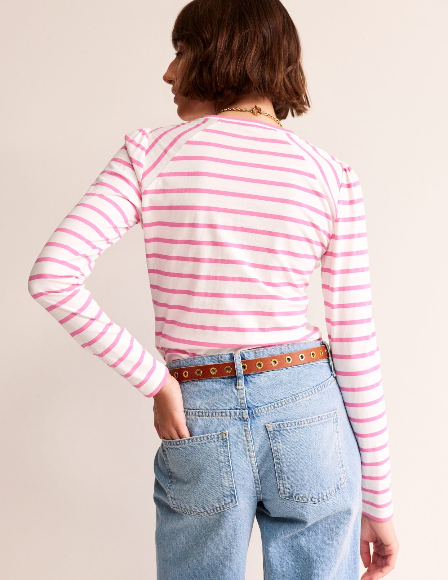Arabella Stripe T-Shirt-Sangria Sunset