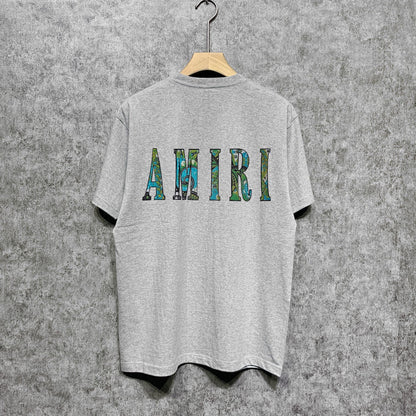 Amiri t shirts camouflage letterprinting short sleeves