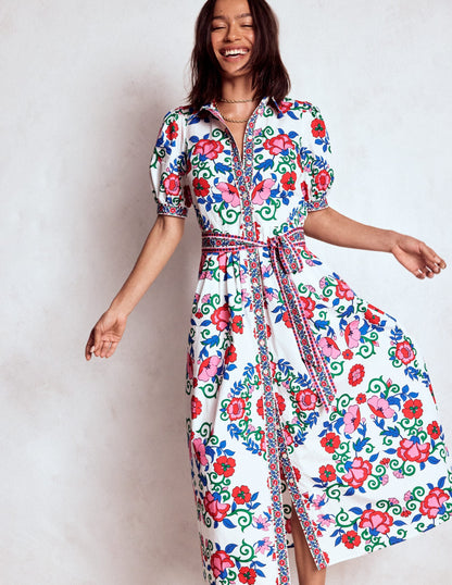 Alexa Maxi Shirt Dress-Multi, Ornamental Lattice