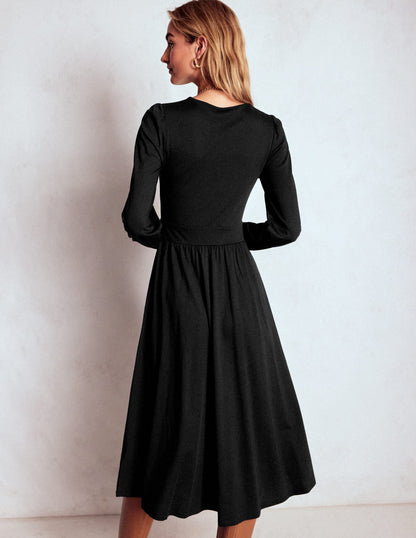 Alexandra Jersey Midi Dress-Black