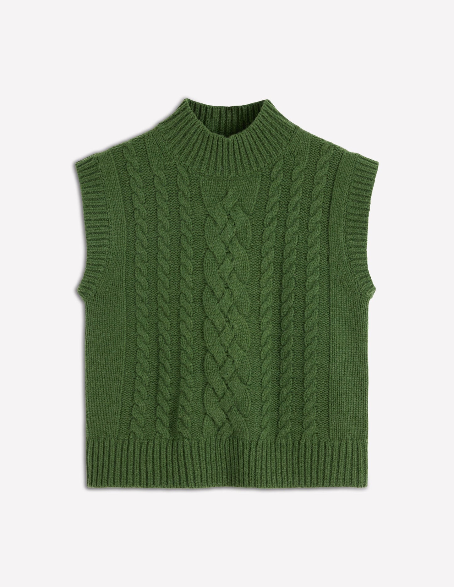 Amara Merino Cable Vest-Green Fir