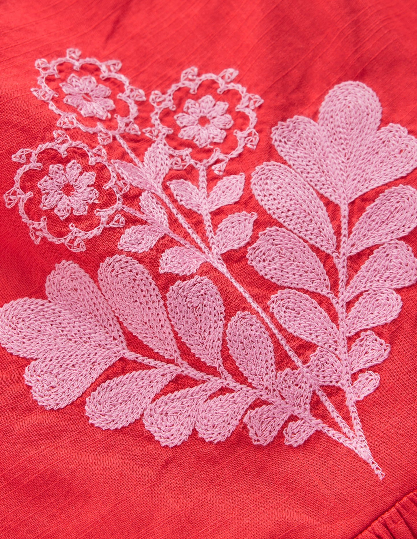 Annalisa Twirly Sundress-Spicy Red Embroidery