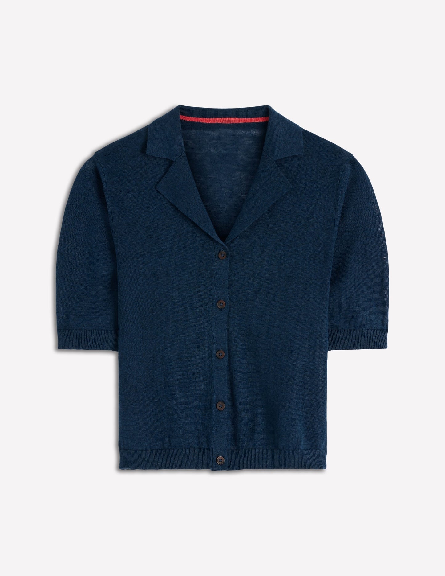 Agnes Collar Linen Cardigan-Navy