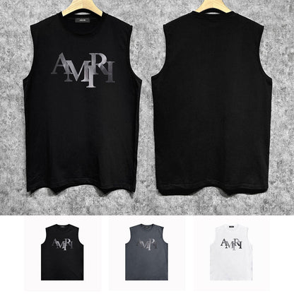Amiri tank top gray gradient letterprinting