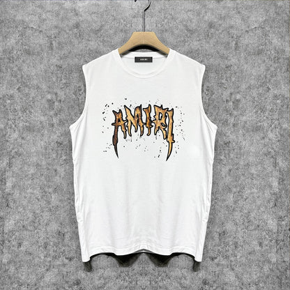 Amiri tank top splashed paint skeleton printing