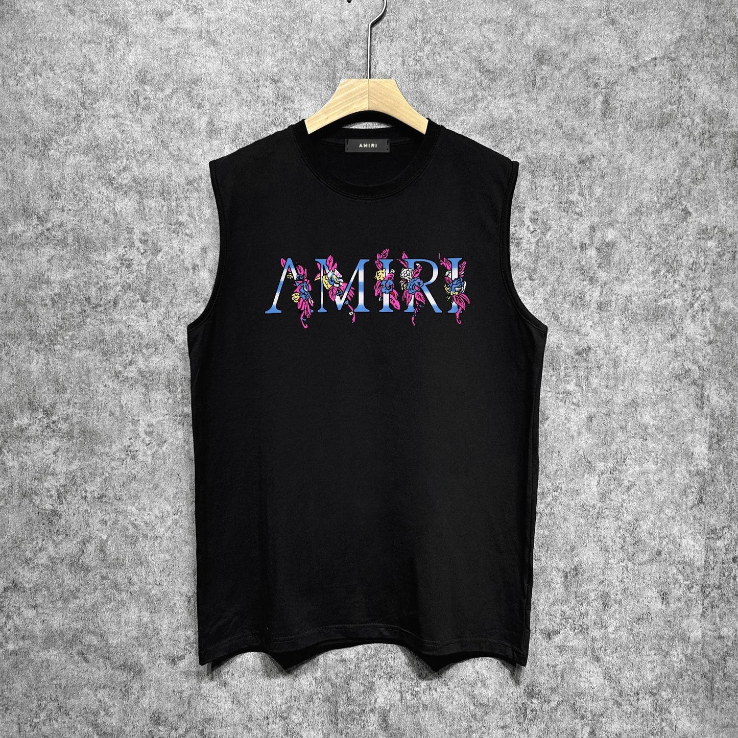 Amiri tank top pink flower letterprinting
