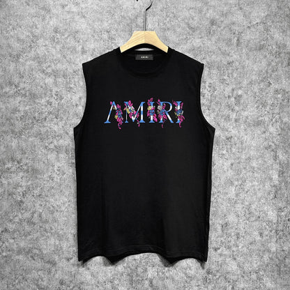 Amiri tank top pink flower letterprinting