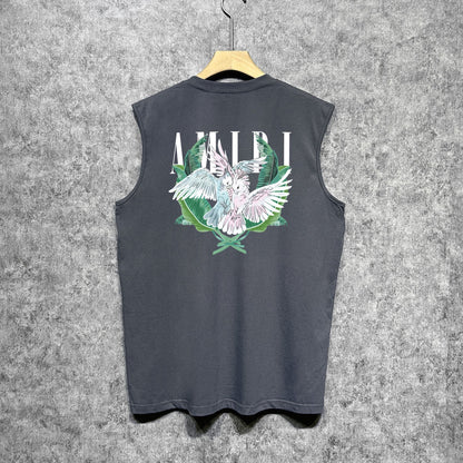 Amiri tank top pink parrot printing
