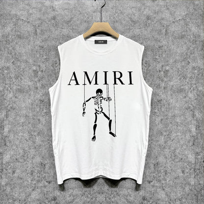 Amiri tank top skull puppet printing
