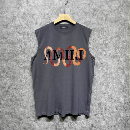 Amiri tank top gold snake print
