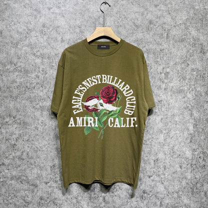 Amiri t shirts rose printing short sleeve