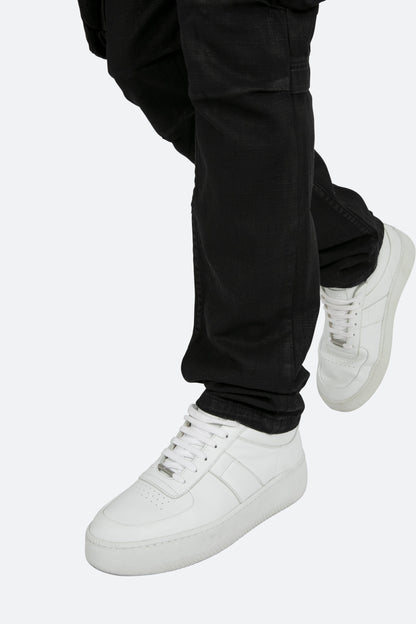 B357 Waxed Cargo Flare Denim - Black
