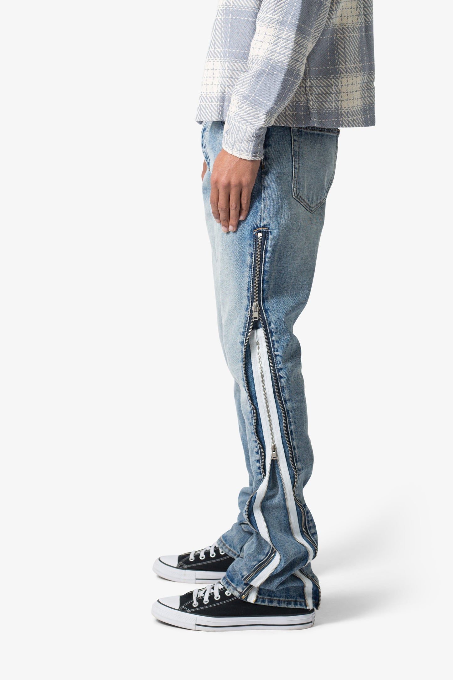B574 Zipper Flare Denim - Blue