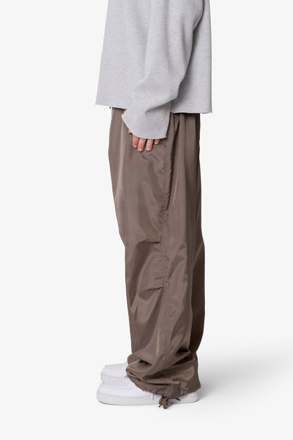 Cinched Baggy Nylon Pants - Olive