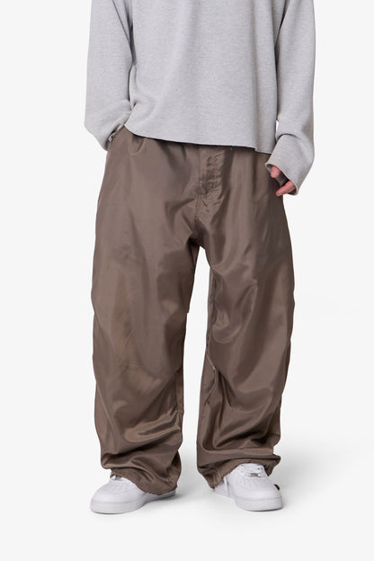 Cinched Baggy Nylon Pants - Olive
