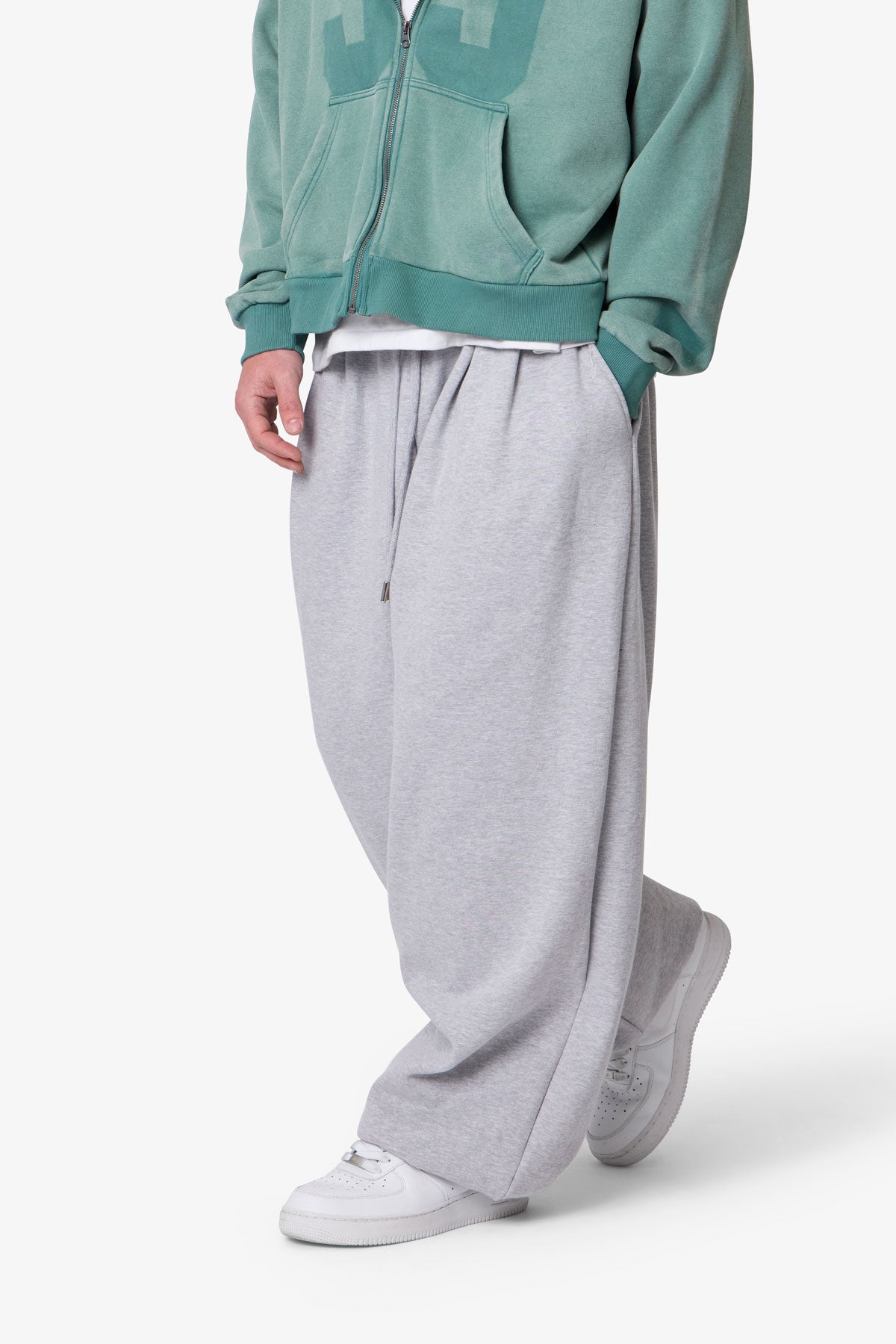 Cinched Baggy Sweatpants - Heather Grey