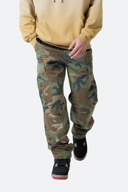 Double Knee Vintage Cargo Pants - Camo