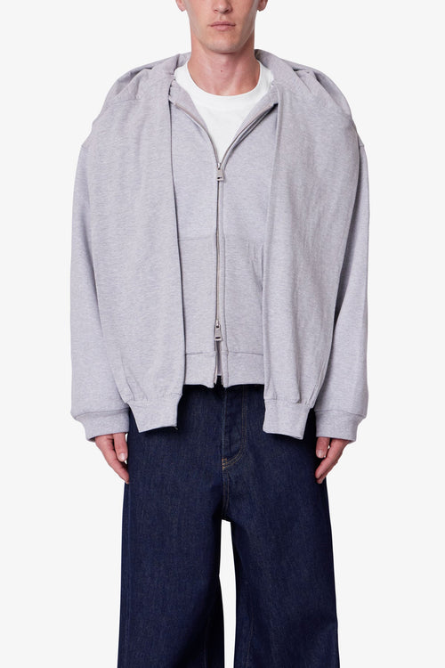 Double Layer Sleeve Scarf Hoodie - Grey