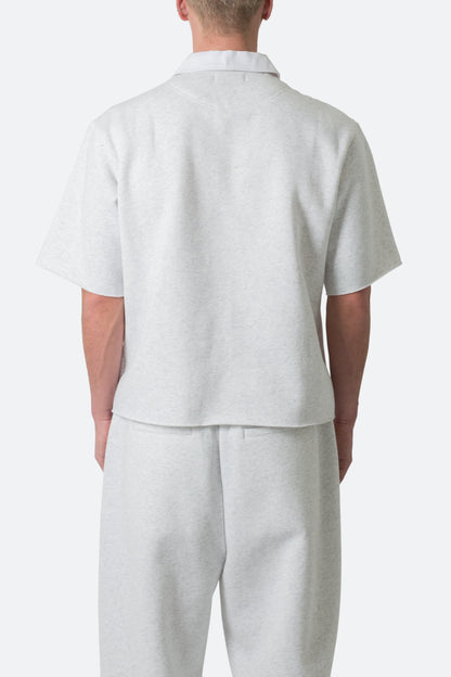 Fleece Oversized Polo Shirt - Heather Grey