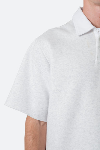 Fleece Oversized Polo Shirt - Heather Grey