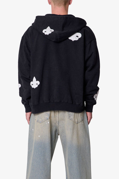 Fleur Zip Up Hoodie - Washed Black
