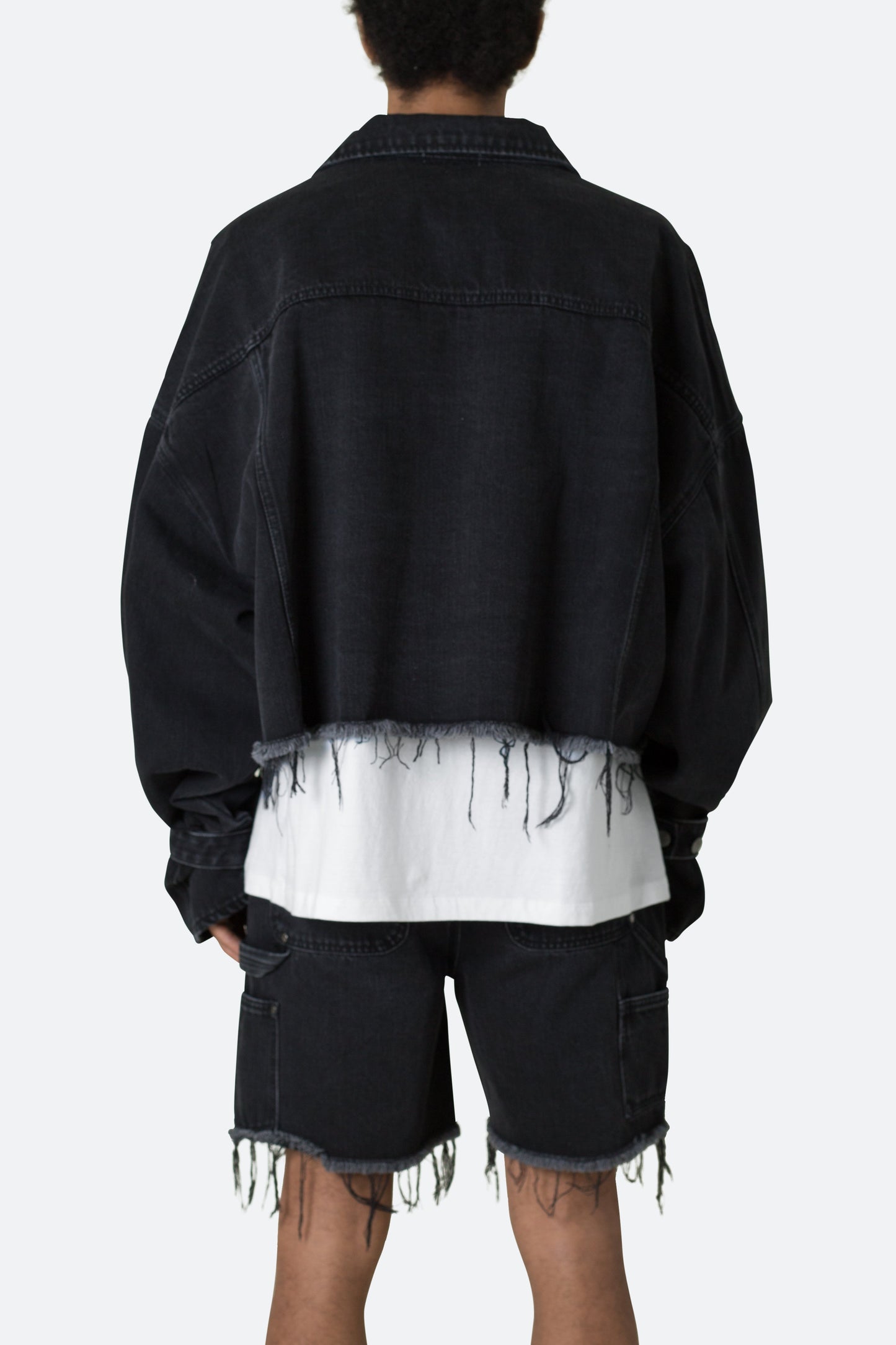 Frayed Denim Jacket - Washed Black