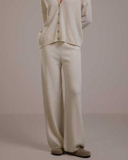 Isla Elastic Waist Pants | Light Beige | Cashmere-Wool Blend