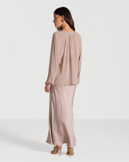 Rosalind Satin Skirt | Dusty Pink