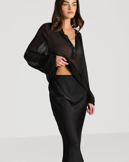 Rosalind Satin Skirt | Black