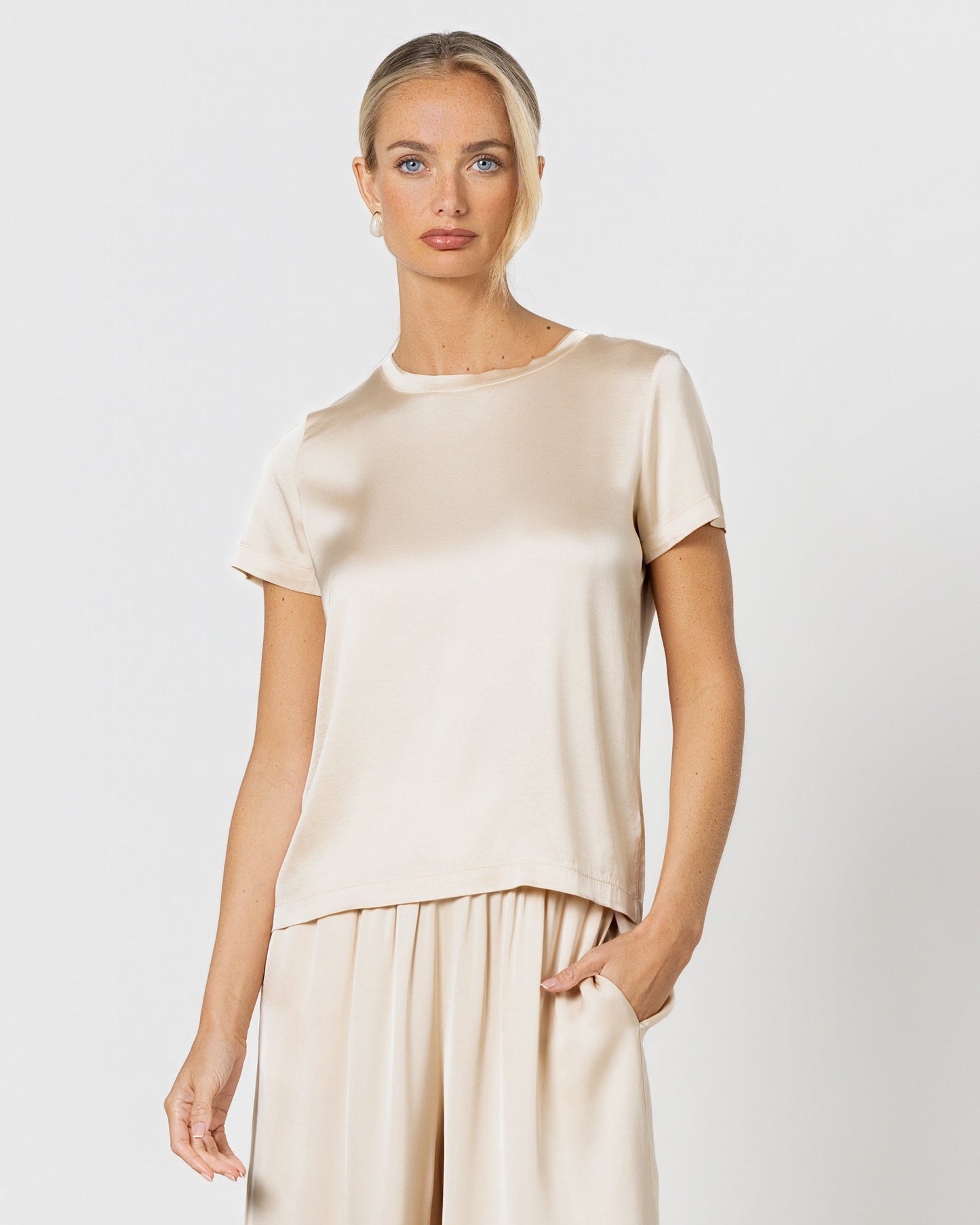 Matilda Satin T-Shirt | Cream
