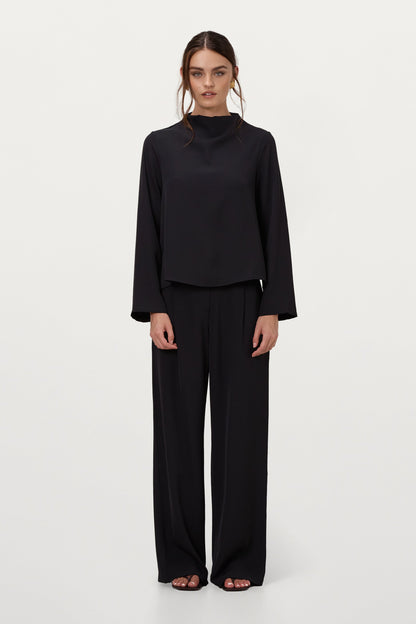 Lana High Neck Top | Black